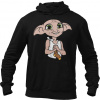 Mikina - Detská mikina ovocie z tkáčskej veľkosti 140 Čierne rukávy s dlhým rukávom (Hoodie M - Harry Potter - vzory Dobby)