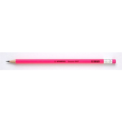Grafitová ceruzka s gumou, HB, šesťhranná, STABILO Neon, ružová
