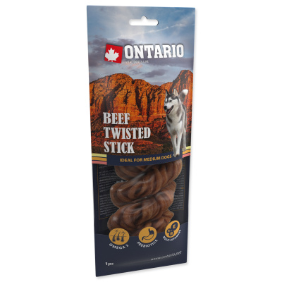 ONTARIO Snack Dog Rawhide Twisted Stick 15 cm 1ks