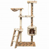 zahrada-XL Škrabadlo pre mačky so sisalovými stĺpikmi, 150 cm, béžové s potlačou labiek 170488