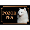 Samojed - Kovová tabuľka POZOR PES