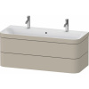 DURAVIT Happy D.2 Plus c-bonded závesná skrinka s nábytkovým umývadlom s dvomi otvormi, 2 zásuvky, 1175 x 490 x 480 mm, taupe matná lakovaná, HP4640O60600000