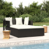 vidaXL Opaľovacie lehátko s vankúšom čierne 182x118x63 polyratan - Čierna - 175438-109666
