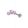 Titánová labreta s vnútorným závitom a 3 vsadenými zirkónmi Livar Farba: svetlo fialová, Veľkosť: 1,2 mm, Dĺžka / priemer: 8 mm