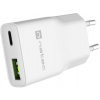 Natec Ribera, univerzálna USB nabíjačka GaN SLIM, 20 W, 1x USB-A + 1x USB-C, biela NUC-2376