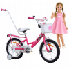 DETSKÝ BICYKEL 16 PALCOV PRE DIEVČATKO S KOŠÍKOM A VODIČKOU +