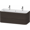 DURAVIT Happy D.2 Plus c-bonded závesná skrinka s nábytkovým umývadlom s dvomi otvormi, 2 zásuvky, 1175 x 490 x 480 mm, orech kartáčovaný, HP4640O69690000