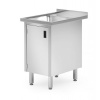 Umývací stôl s drezom, skrinka s pántovými dverami – zváraný, jednokomorový drez, hĺbka 700 mm, HENDI, Profi Line, 500x700x(H)850mm