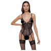 Cottelli - čipkované otvorené body s podväzkami (čierne) - L