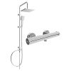 Mexen Tord nástenná sprchová súprava s dažďovou sprchou, termostatická sprchová batéria Kai, chróm - 77100200-00