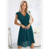 Numoco 374-8 POLINA Plisované šaty s výstrihom a volánikmi - zelené