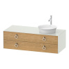 DURAVIT White Tulip závesná skrinka pod umývadlo na dosku vpravo, 2 zásuvky, 1300 x 550 x 408 mm, dub prírodný masív/biela matná, WT4992RH536