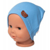 Baby Nellys Rebrovaná čiapka Macko - modrá, vel. 92/98 Baby Nellys