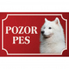 Samojed - Kovová tabuľka POZOR PES