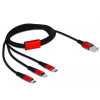 Delock USB kábel USB 2.0 USB-A zástrčka, USB-C ® zástrčka, USB Micro-B zástrčka, Apple Lightning konektor 1.00 m čierna, červená 85892; 85892