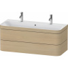 DURAVIT Happy D.2 Plus c-bonded závesná skrinka s nábytkovým umývadlom s dvomi otvormi, 2 zásuvky, 1175 x 490 x 480 mm, dub Mediterrane, HP4640O71710000