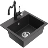 Mexen Milo granitový drez 1-komorový s kuchynskou batériou Carla, čierny bodkovaný - 6505-76-670700-70