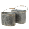 Clayre & Eef Šedé plechové dekoračné boxy s ušami Home - 31*20*23 / 27*17*21 cm - Clayre & Eef