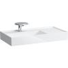 LAUFEN Kartell asymetrické umývadlo do nábytku s odkladacou plochou vpravo, s otvorom, bez prepadu, so skrytým odpadom, 900 x 460 mm, biela, s povrchom LCC, H8103384001111