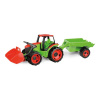 LENA Traktor se lžící a s vozíkem červeno zelený