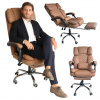 Kávové kožené kancelárske kreslo s opierkou nôh, KO42CAP