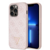 Zadný kryt Guess PU 4G Strass Triangle Metal Logo pre iPhone 15 Pro Pink