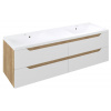 Sapho WAVE dvojumývadlová skrinka 149,7x50x47,8cm, biela/dub Alabama SPH WA150-3022
