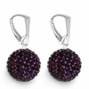 Náušnice Swarovski elements Discoball 18 mm fialové– Amethyst