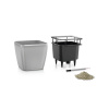 Kvetináč Lechuza Quadro LS 28/26 all inclusive set silver