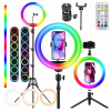 LED PRSTENCOVÁ LAMPA RING RGB SO STATÍVOM NA FOTOGRAFOVANIE VIDEÍ SELFIE MAKE-UP