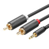 UGREEN AV102 Kábel 2 x RCA - 3,5 mm Jack, 1,5 m, čierny