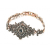 B-TOP Vintage náramok so šedými kryštálmi Big Flower
