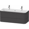 DURAVIT Happy D.2 Plus c-bonded závesná skrinka s nábytkovým umývadlom s dvomi otvormi, 2 zásuvky, 1175 x 490 x 480 mm, grafit super matná, HP4640O80800000