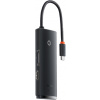Baseus Lite Series HUB 6v1 WKQX050001, Typ-C na HDMI + 2xUSB 3.0 + Typ C + SD/TF, čierny
