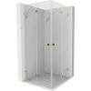 Mexen Lunar-F Duo, skladací sprchový kút 80 x 80 cm, 8mm číre sklo, zlatý profil, 836-080L-080P-50-00