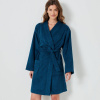Krátky unisex župan s kimono golierom pávia modrá 036 Blancheporte