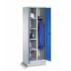 Skriňa na oblečenie typ Cabo, 4 police, tyč, š 610, h 500, v 1800 mm, podstavec, sivo-modrá