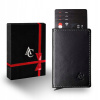 Peňaženka - Hermesské kožené portfólio, RFID malé priestranný, čierny (Kožená peňaženka hektate, rfid malá pohodlná, čierna)