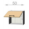 Casarredo Horná vysoká výklopná skrinka š.50, v.46, Horizon W5046, grafit/dub clubhouse