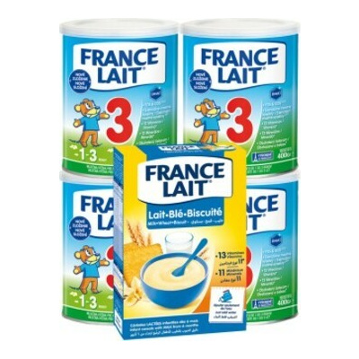 France Lait 3 4x400 g + Pšeničná mliečna kaša sušienky 250 g
