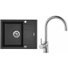 Set Sinks G1474XC (dřez Linea 600 XC Metalblack 74 + baterie Vitalia Chrom - lesklý)