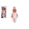 Bábika/Bábätko Hamiro 40cm, pevné telo overal bieloružový + čiapka ružová v krabici 20x43x13cm