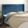 vidaXL Čelo postele so záhybmi tmavomodrá 183x16x118/128 cm zamat - Modrá - 163750-98163
