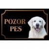 Slovenský čuvač - Kovová tabuľka POZOR PES
