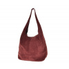 Kožená kabelka Laura Biaggi TS112-10 vínová, Materiál: semiš (broušená kůže)