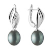 Gaura Pearls Stříbrné náušnice s černou řiční perlou Juliana, stříbro 925/1000 SK20465EL/B Černá