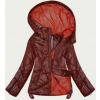 Tmavo červená prešívaná dámska prechodná bunda s kapucňou (21300) odstíny červené M (38)