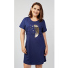 Dámska nočná košeľa s krátkym rukávom Pierko - tmavě modrá 2XL (VIENETTA SECRET)