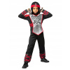 KOSTÝM NINJA BOJOVNÍK ČIERNO-ČERVENÝ KOMBINEZÓN KARNEVAL PLES 116