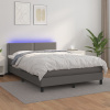 Box spring postel s matrací a LED šedá 140x190 cm umělá kůže Šedá 3134163